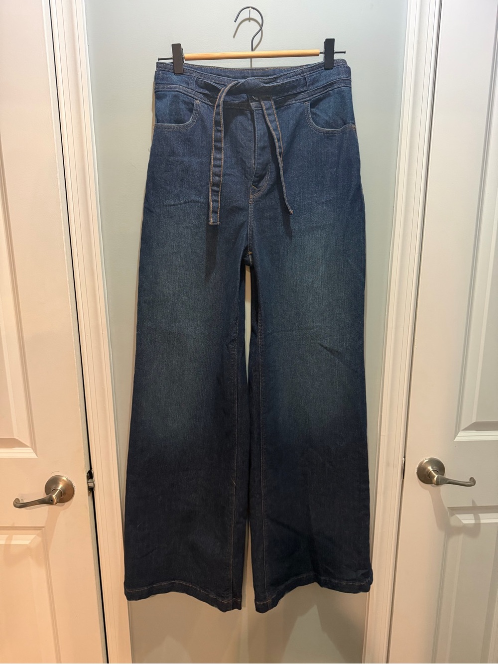 Express Indigo Wide-Leg Tie-Waist Jeans